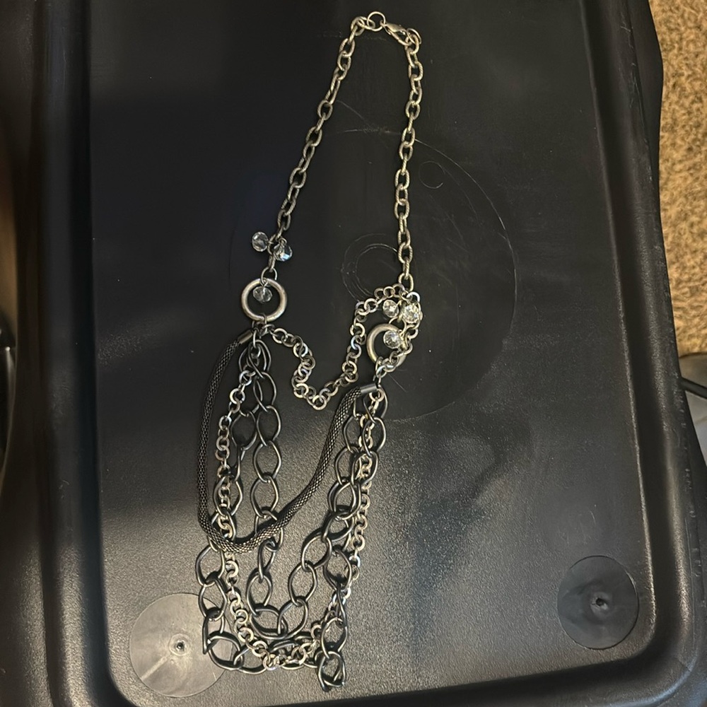 Silver multi chain necklace